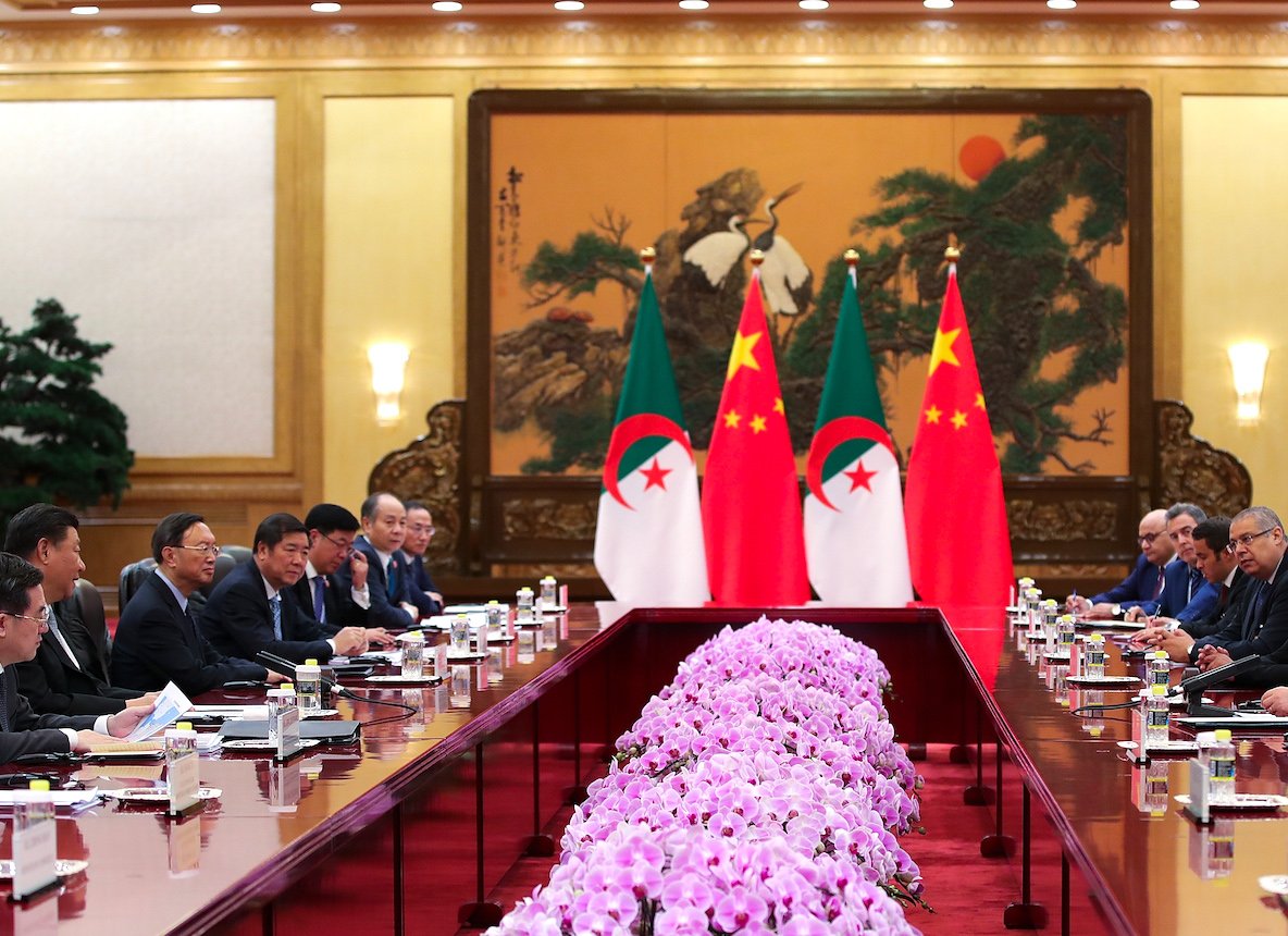 Chinese President Xi Jinping meets with members of the Algerian delegation in Beijing on September 5, 2018 after the conclusion of the Forum On China-Africa Cooperation.    | LINTAO ZHANG/AFP via Getty Images
